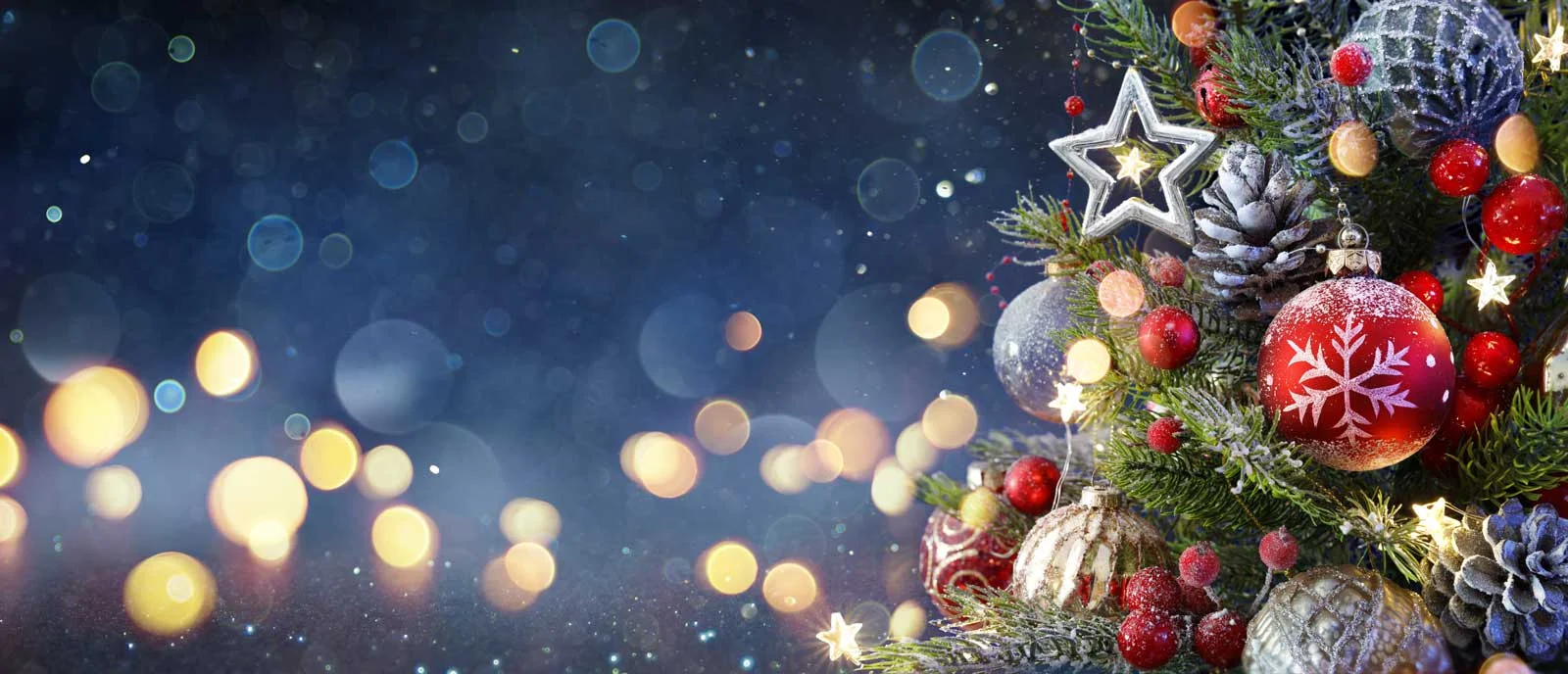 Christmas decorations on a blue background